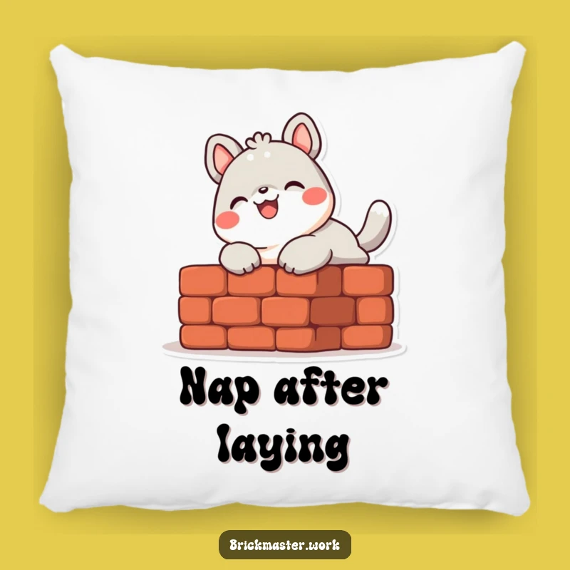 Funny Animal Bricklayer Pillow: Cozy and Cheerful Construction Decor