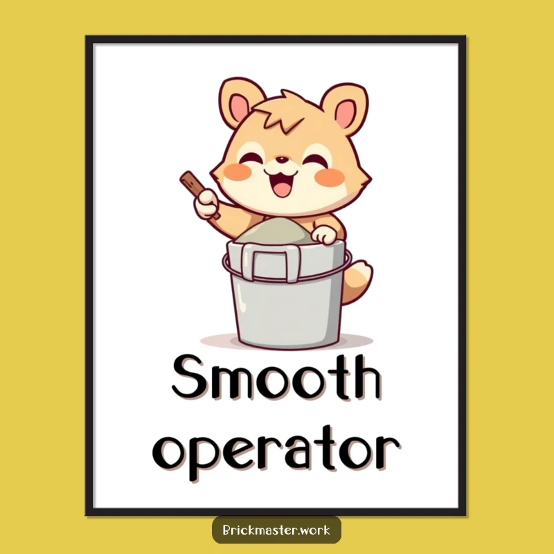 Funny Cement Mixer Animal Poster: Gleeful Construction Character Art