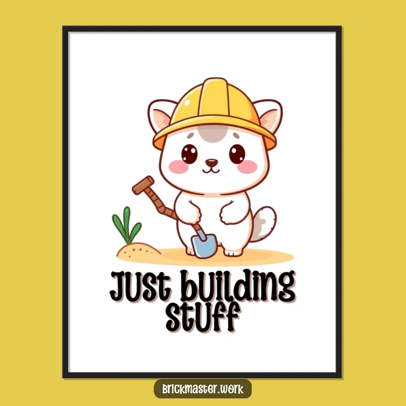 Funny Construction Animal Poster: Adorable Hard Hat Character Wall Art