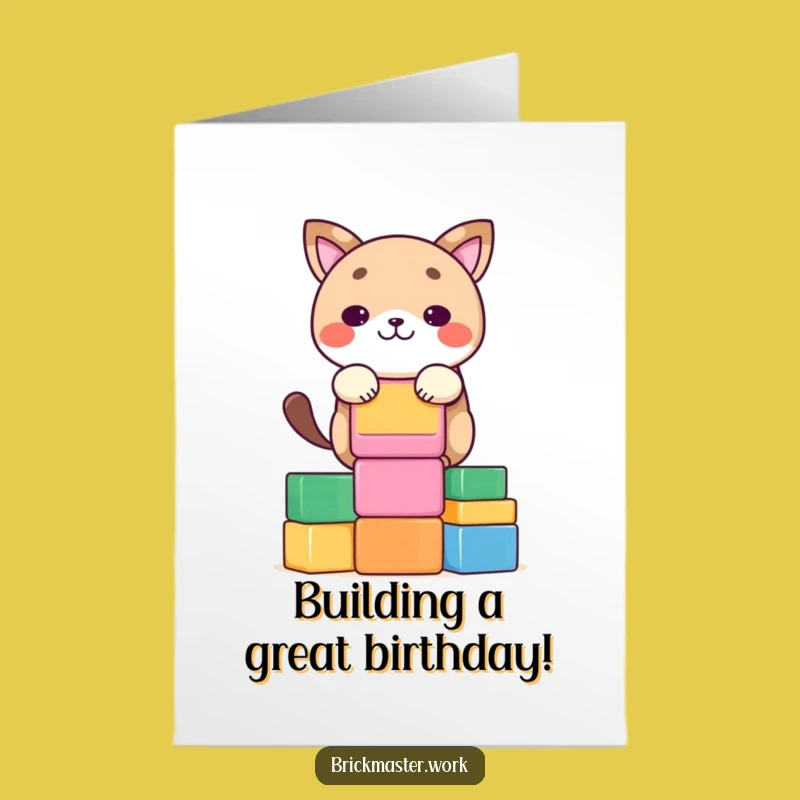 Funny Free Printable Birthday Card: Building Blocks Animal - DIY Downloadable Gift