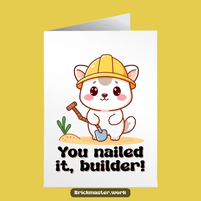 Free Printable Congratulations Card: Construction Kawaii Animal - DIY Downloadable Success Gift