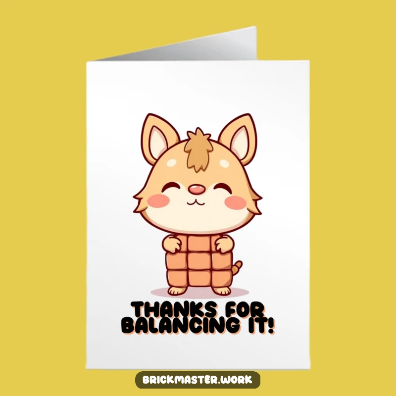 Free Printable Thank You Card: Balancing Brick Animal - DIY Downloadable Appreciation Gift