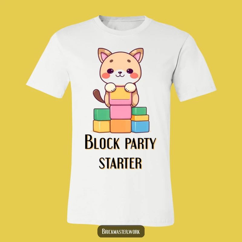 Funny Block Stacker Animal T-Shirt: Kawaii Concentration Character Tee